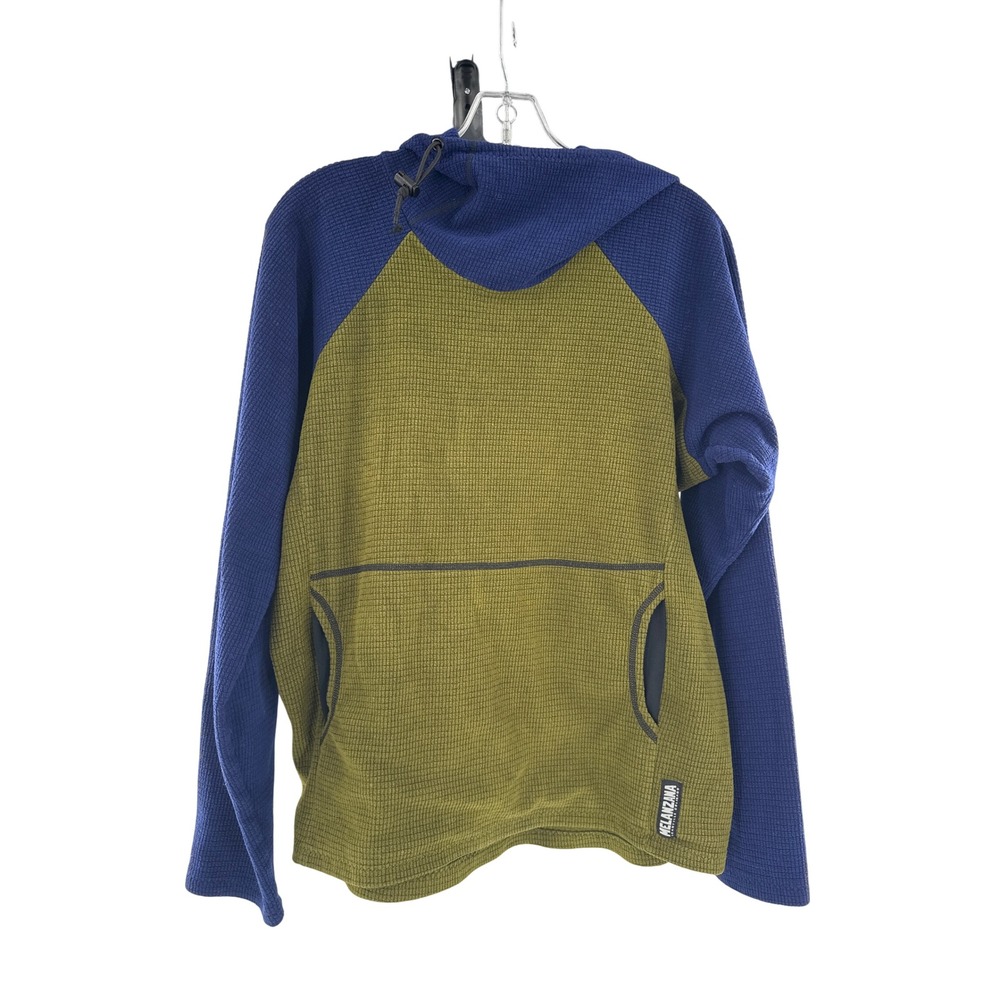 Melanzana Micro Grid Hoodie Mens M Green Blue Gorpcore Pullover Fleece